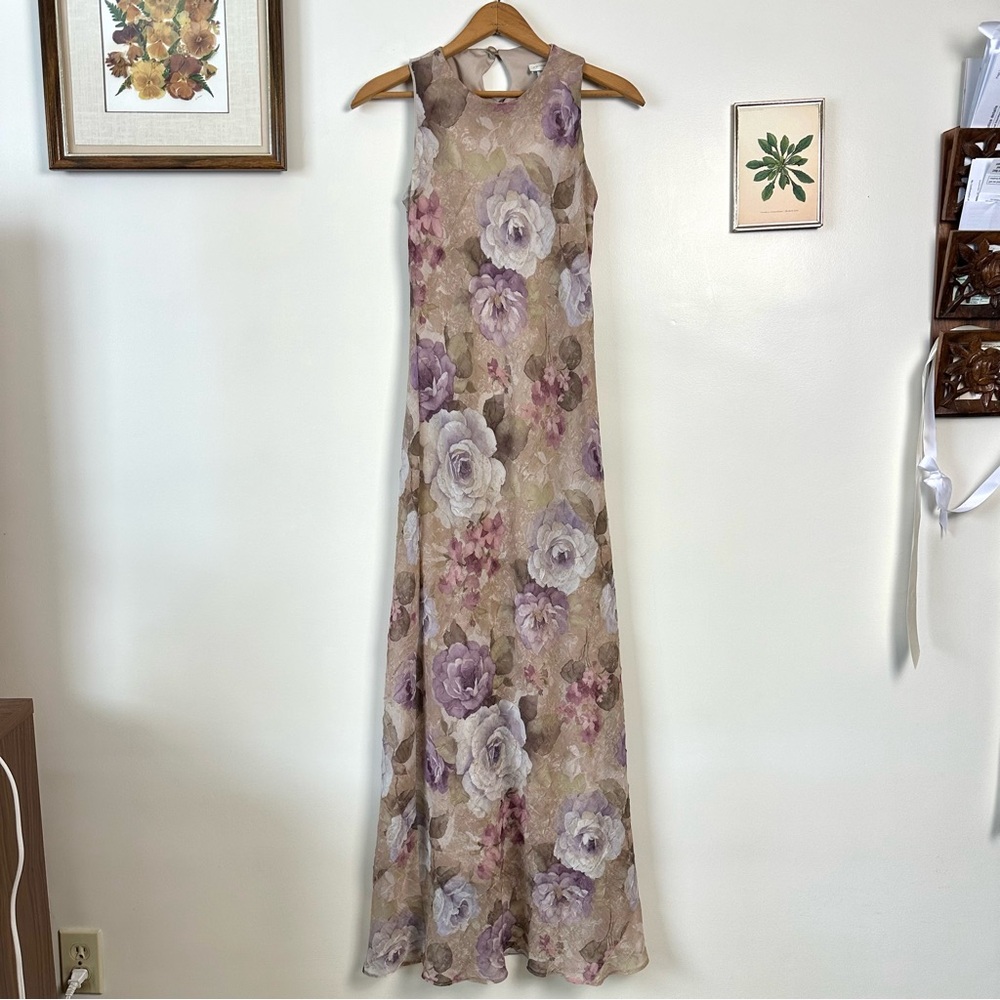 Vintage Ethereal Y2K Princess Purple Floral Fully Lined Maxi Dress